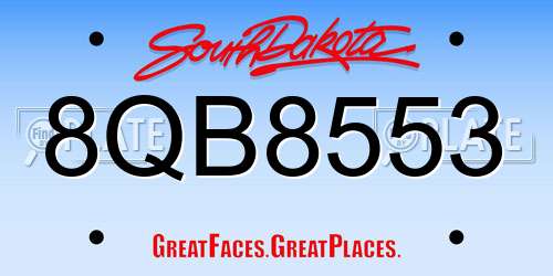 8QB8553 South Dakota License Plate