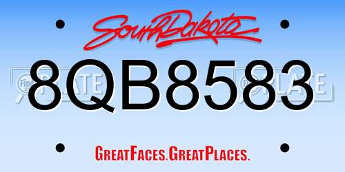 8QB8583 South Dakota License Plate