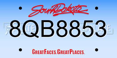 8QB8853 South Dakota License Plate