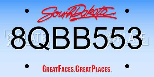 8QBB553 South Dakota License Plate