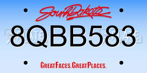 8QBB583 South Dakota License Plate