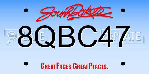 8QBC47 South Dakota License Plate