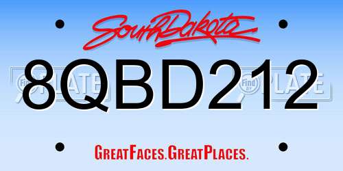 8QBD212 South Dakota License Plate