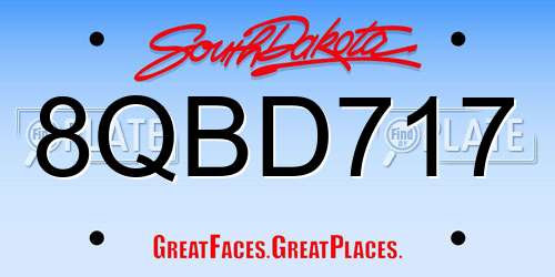 8QBD717 South Dakota License Plate