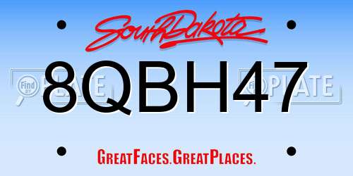 8QBH47 South Dakota License Plate