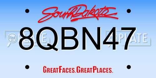 8QBN47 South Dakota License Plate