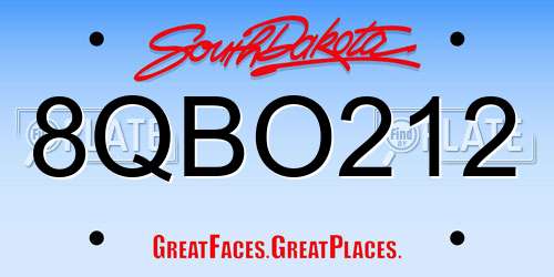 8QBO212 South Dakota License Plate