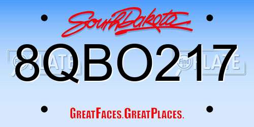 8QBO217 South Dakota License Plate