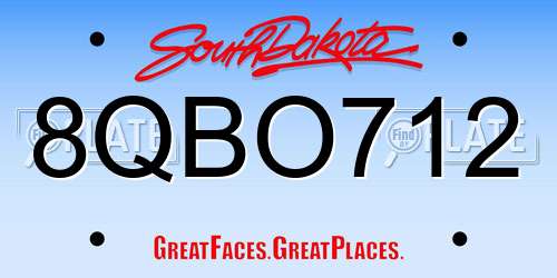 8QBO712 South Dakota License Plate