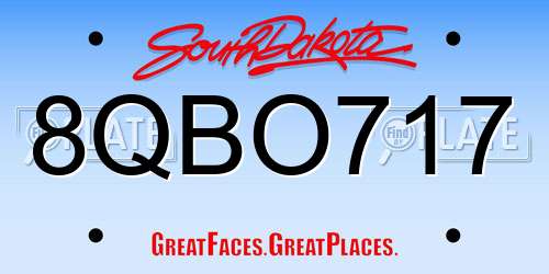 8QBO717 South Dakota License Plate