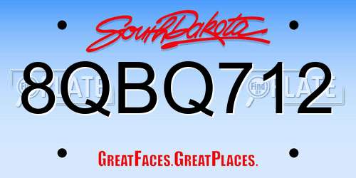 8QBQ712 South Dakota License Plate