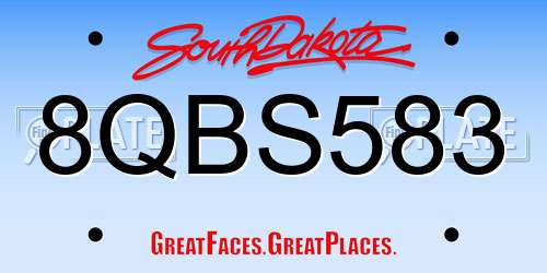 8QBS583 South Dakota License Plate