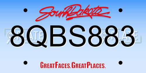 8QBS883 South Dakota License Plate