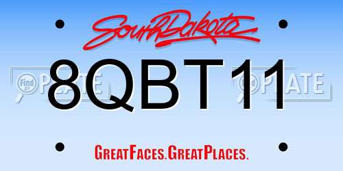 8QBT11 South Dakota License Plate