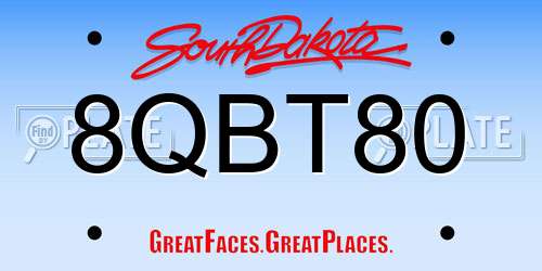 8QBT80 South Dakota License Plate