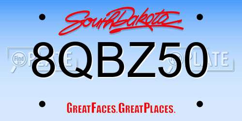 8QBZ50 South Dakota License Plate