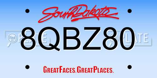 8QBZ80 South Dakota License Plate