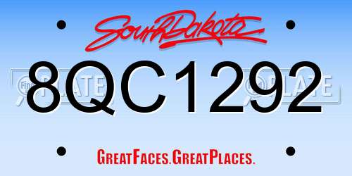8QC1292 South Dakota License Plate