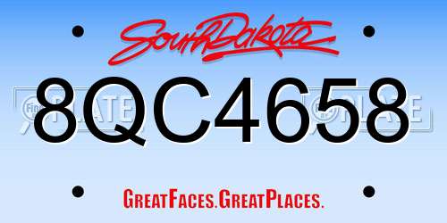 8QC4658 South Dakota License Plate