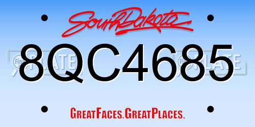 8QC4685 South Dakota License Plate