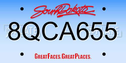 8QCA655 South Dakota License Plate