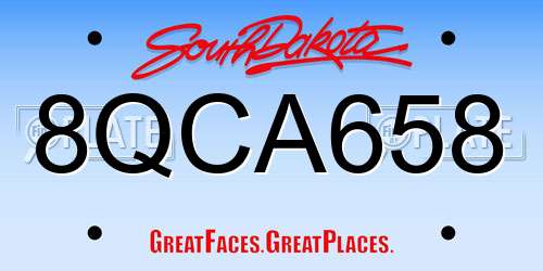 8QCA658 South Dakota License Plate