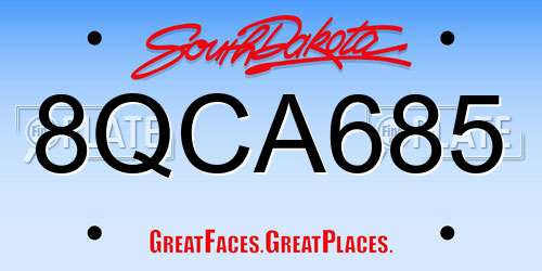 8QCA685 South Dakota License Plate