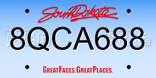 8QCA688 South Dakota License Plate