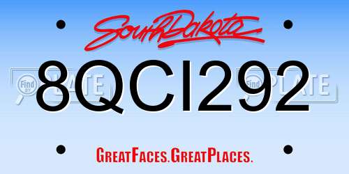 8QCI292 South Dakota License Plate