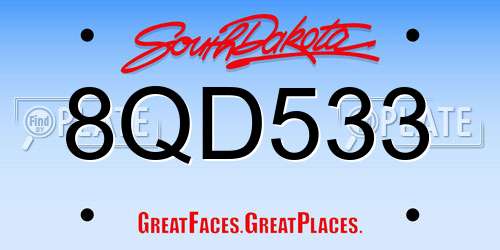 8QD533 South Dakota License Plate