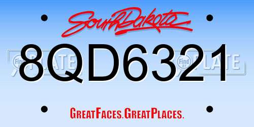 8QD6321 South Dakota License Plate