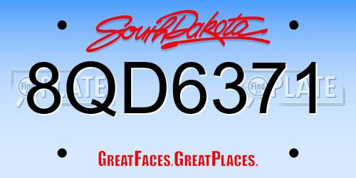 8QD6371 South Dakota License Plate