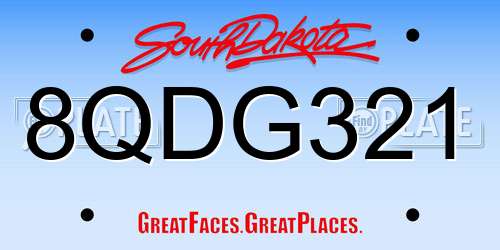 8QDG321 South Dakota License Plate