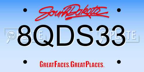 8QDS33 South Dakota License Plate