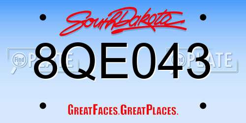 8QE043 South Dakota License Plate