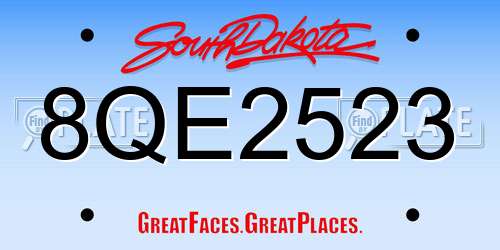 8QE2523 South Dakota License Plate
