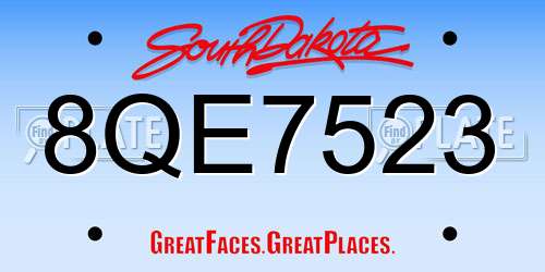 8QE7523 South Dakota License Plate