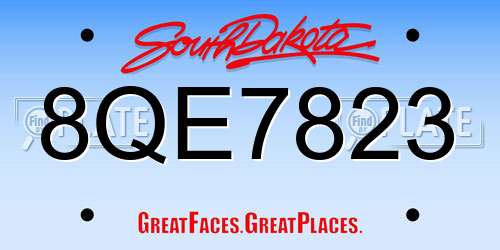 8QE7823 South Dakota License Plate