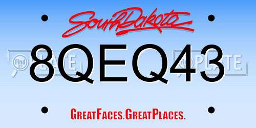8QEQ43 South Dakota License Plate