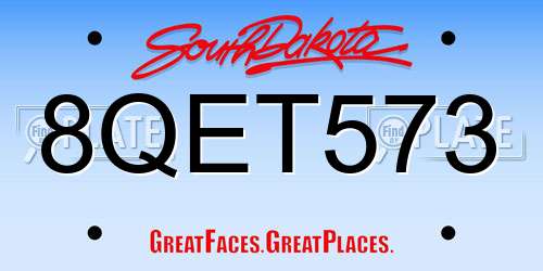 8QET573 South Dakota License Plate