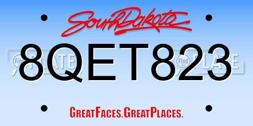 8QET823 South Dakota License Plate