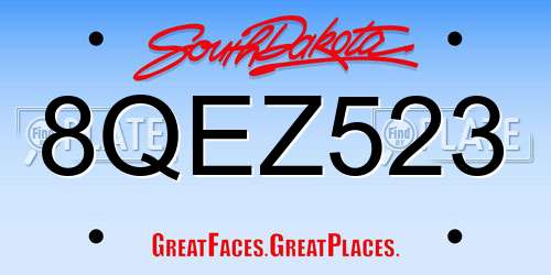 8QEZ523 South Dakota License Plate