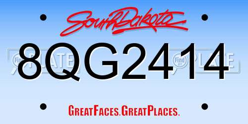 8QG2414 South Dakota License Plate
