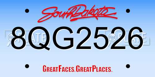 8QG2526 South Dakota License Plate