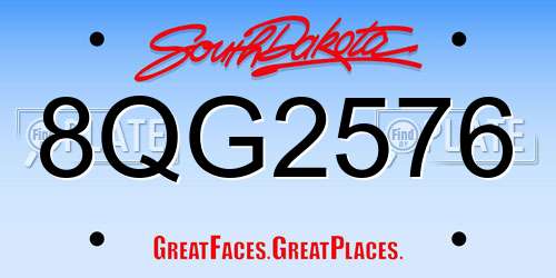 8QG2576 South Dakota License Plate