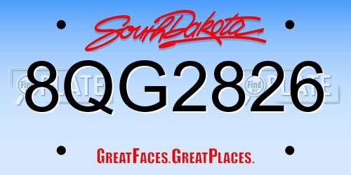 8QG2826 South Dakota License Plate