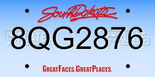 8QG2876 South Dakota License Plate