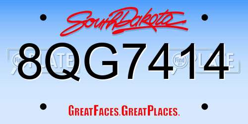 8QG7414 South Dakota License Plate