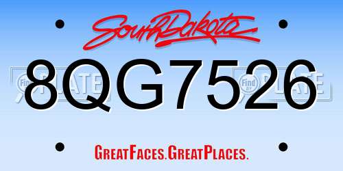 8QG7526 South Dakota License Plate