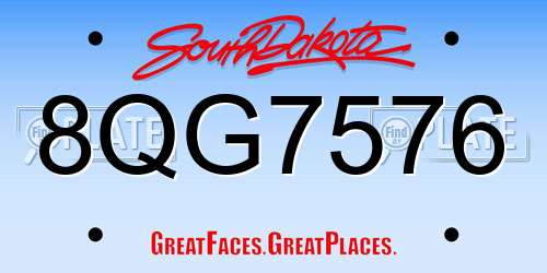 8QG7576 South Dakota License Plate